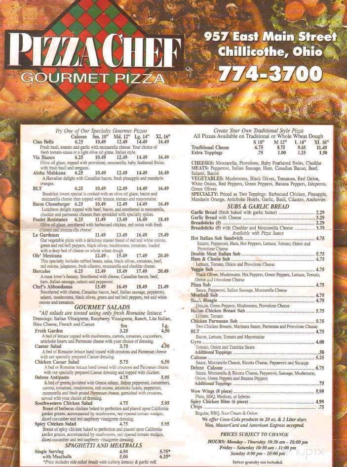 Pizza Chef - Chillicothe, OH menu_pic