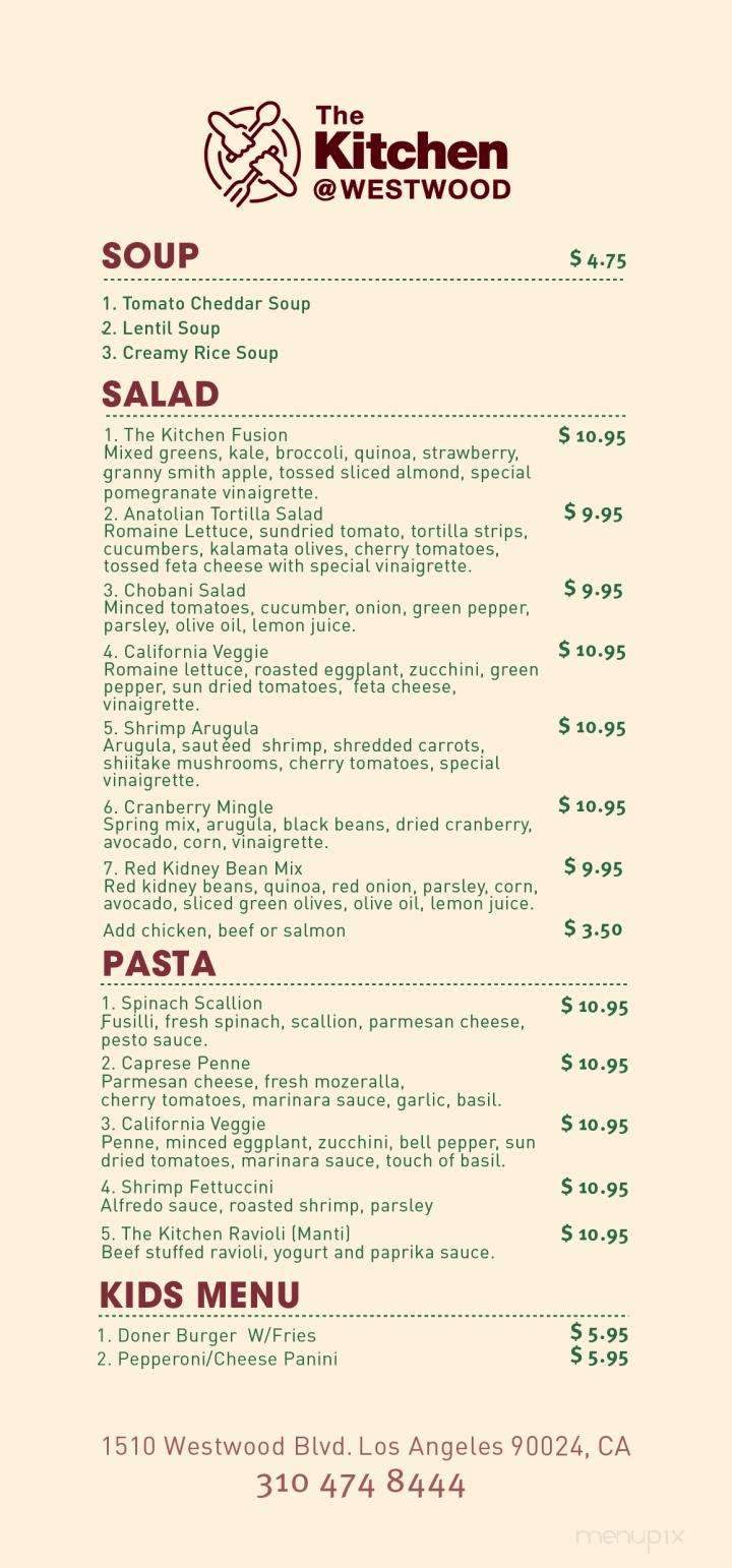 The Kitchen at Westwood - Los Angeles, CA menu_pic