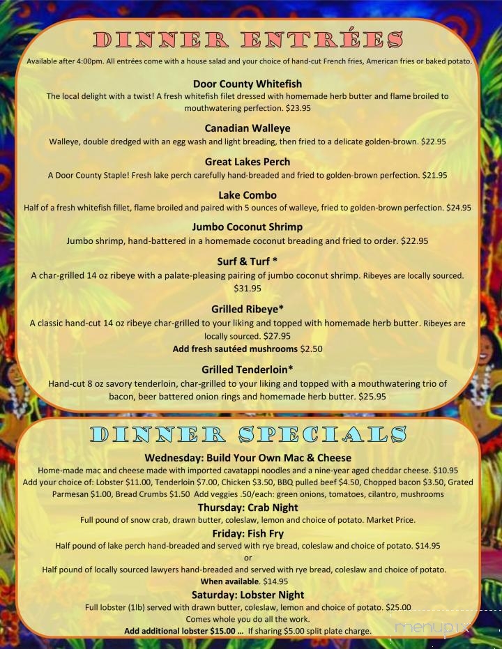 Island Fever Rum Bar & Grill - Jacksonport, WI menu_pic