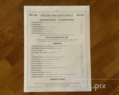 Cruise Inn Bar & Grill - Mineral Point, WI menu_pic