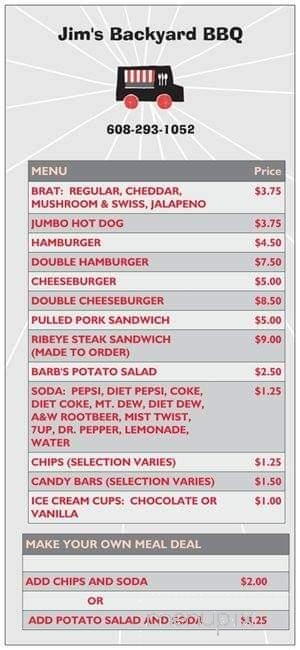 Jim's Backyard BBQ - Monroe, WI menu_pic