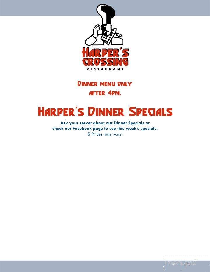 Harper's Crossing Restaurant - Bear Creek, NC menu_pic