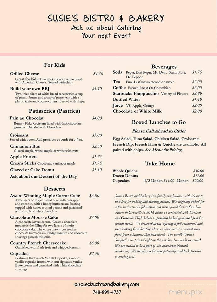Susie Sunshine Sweets - Newark, OH menu_pic