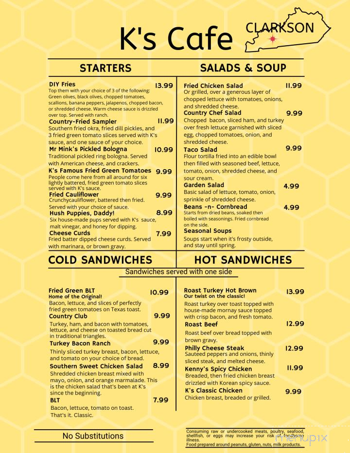K's Cafe - Clarkson, KY menu_pic