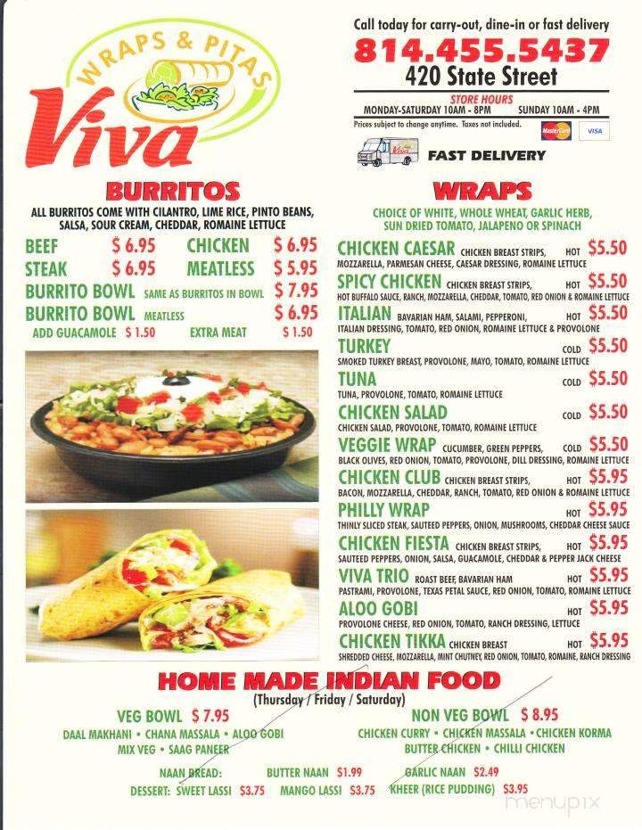 Viva Wraps & Pitas - Erie, PA menu_pic