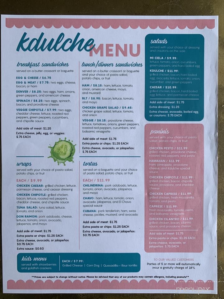 Kdulche Cafe - Lansing, IL menu_pic