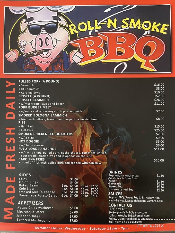 Roll-N Smoke BBQ - North Webster, IN menu_pic