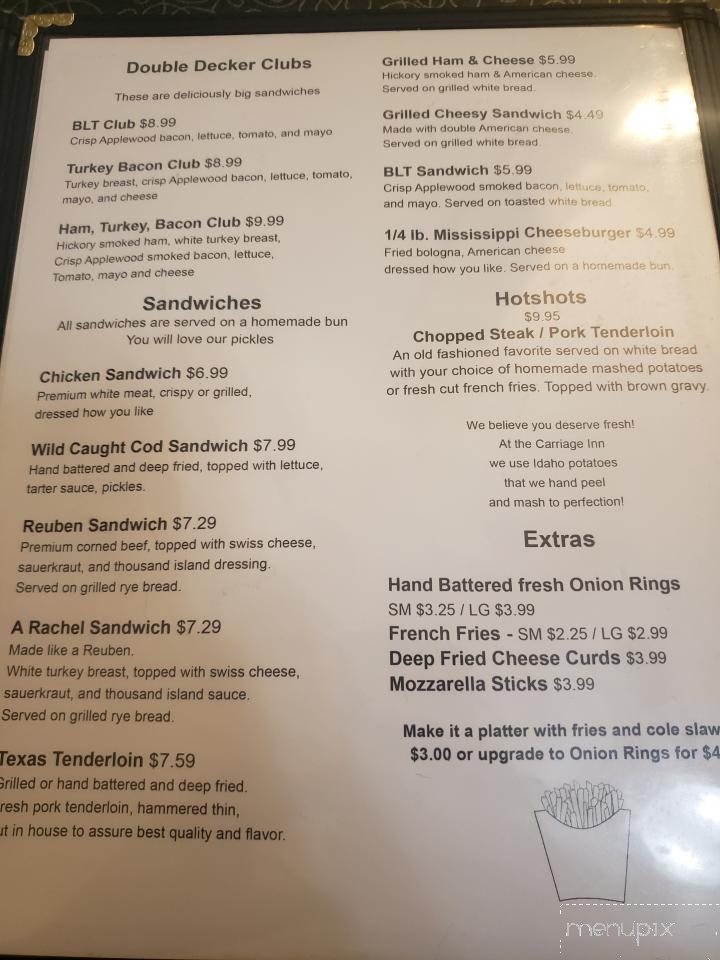 Carriage Inn Restaurant - Enon, OH menu_pic