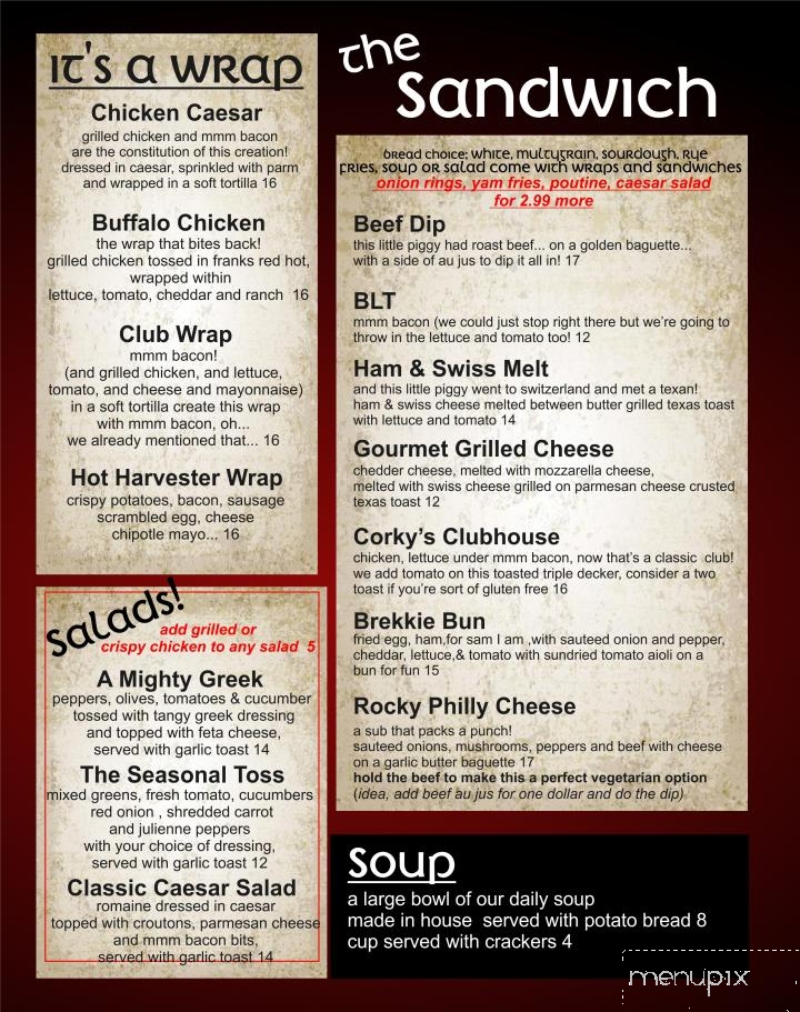 Corky's Irish Pub - Chilliwack, BC menu_pic
