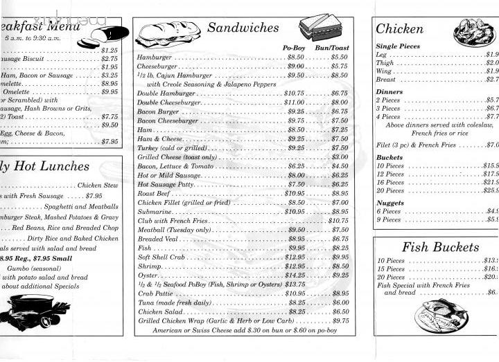 Sandwich World - Gramercy, LA menu_pic