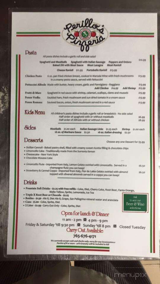 Perillo's Pizzeria - North Salem, IN menu_pic