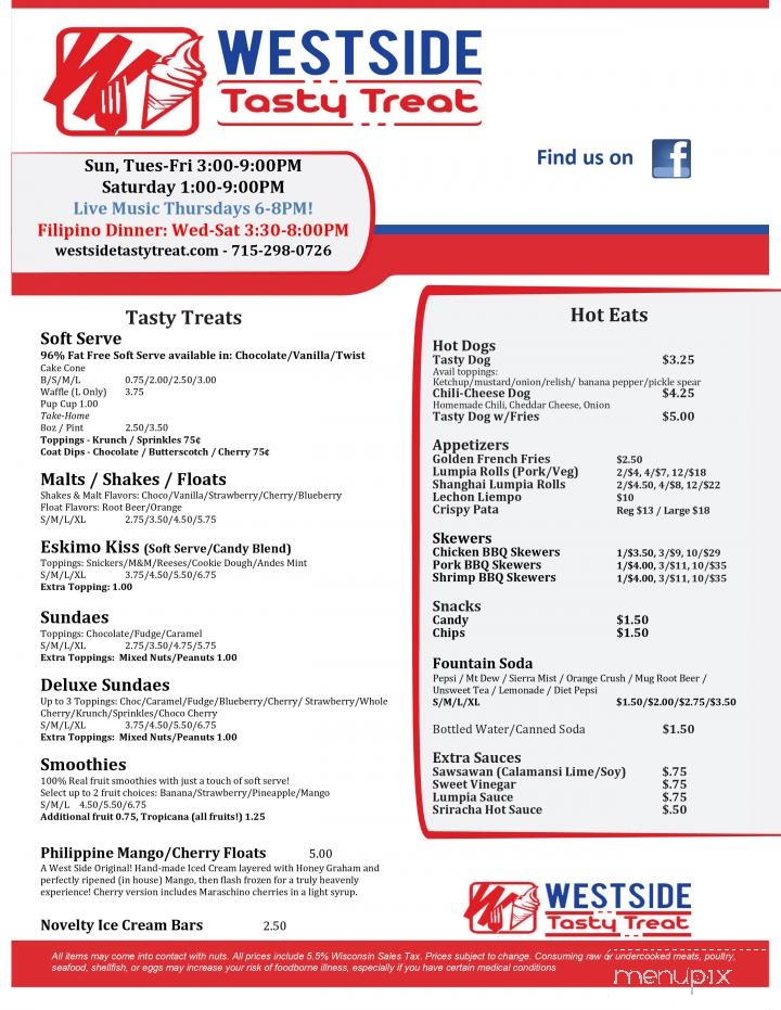 West Side Tasty Treat - Wausau, WI menu_pic