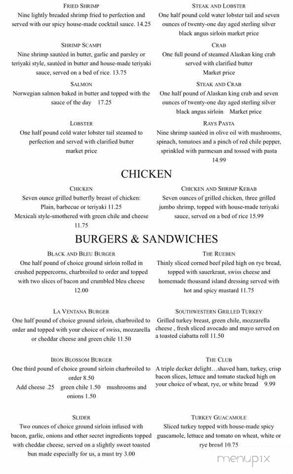 La Ventana Steakhouse - Grants, NM menu_pic