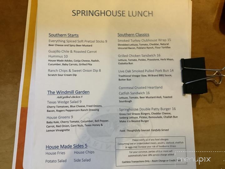 Springhouse Cafe - San Antonio, TX menu_pic