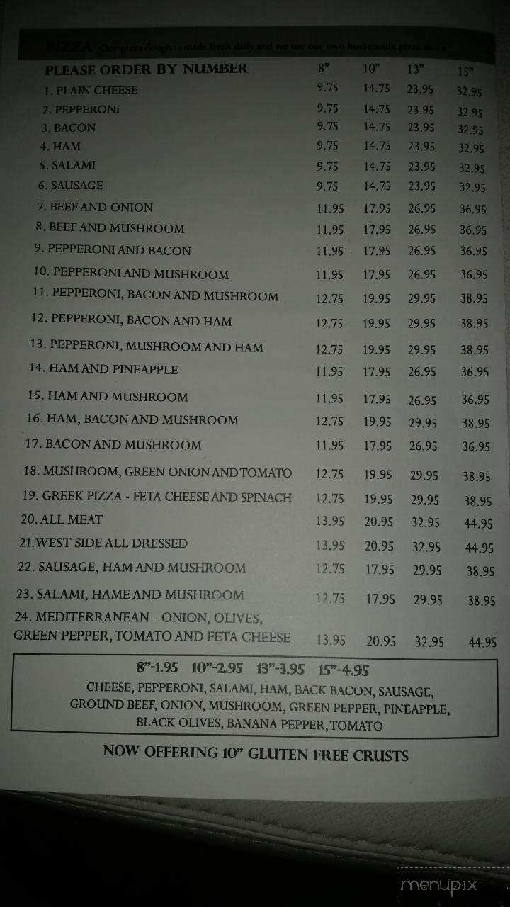 WestSide Pizza - Regina, SK menu_pic