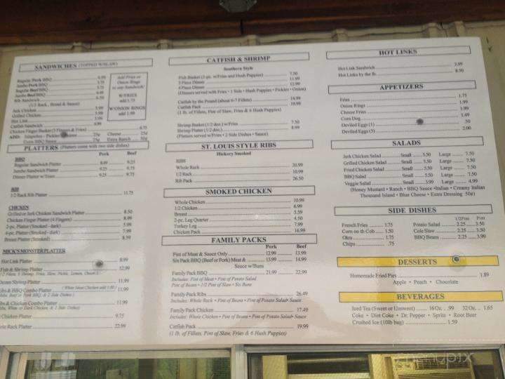 Mick's Bar-B-Q - North Little Rock, AR menu_pic