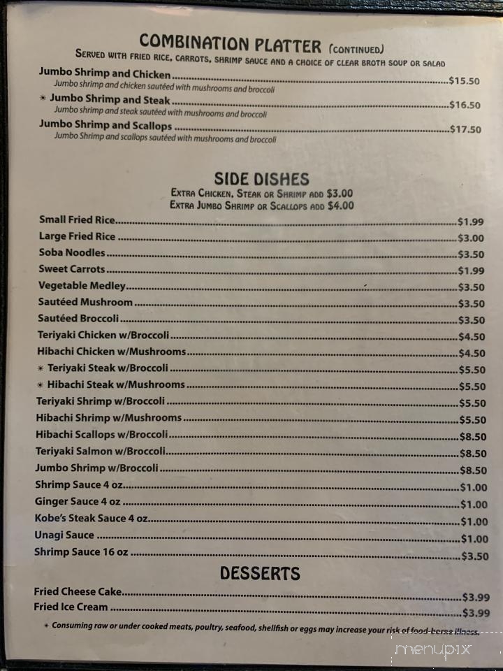Kobe Express Japanese Restaurant - Franklin, NC menu_pic
