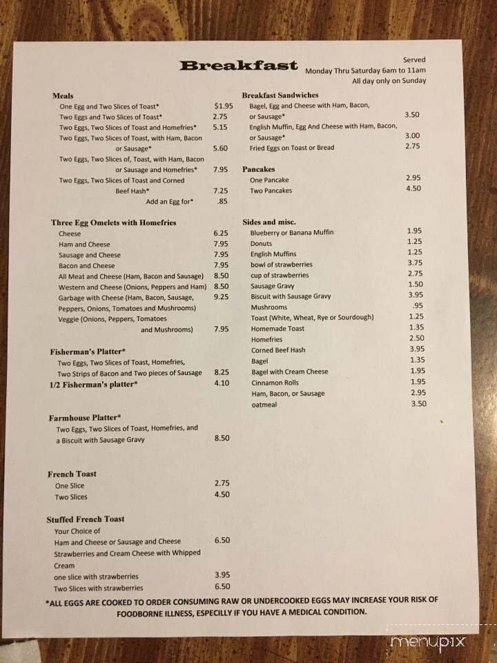Diane's Coffee Shop - Dexter, NY menu_pic