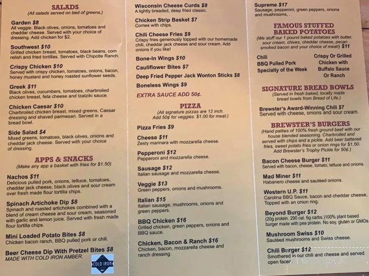 Brewsters Northwoods Bar - Ironwood, MI menu_pic