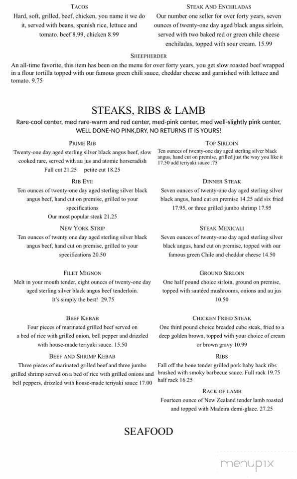 La Ventana Steakhouse - Grants, NM menu_pic