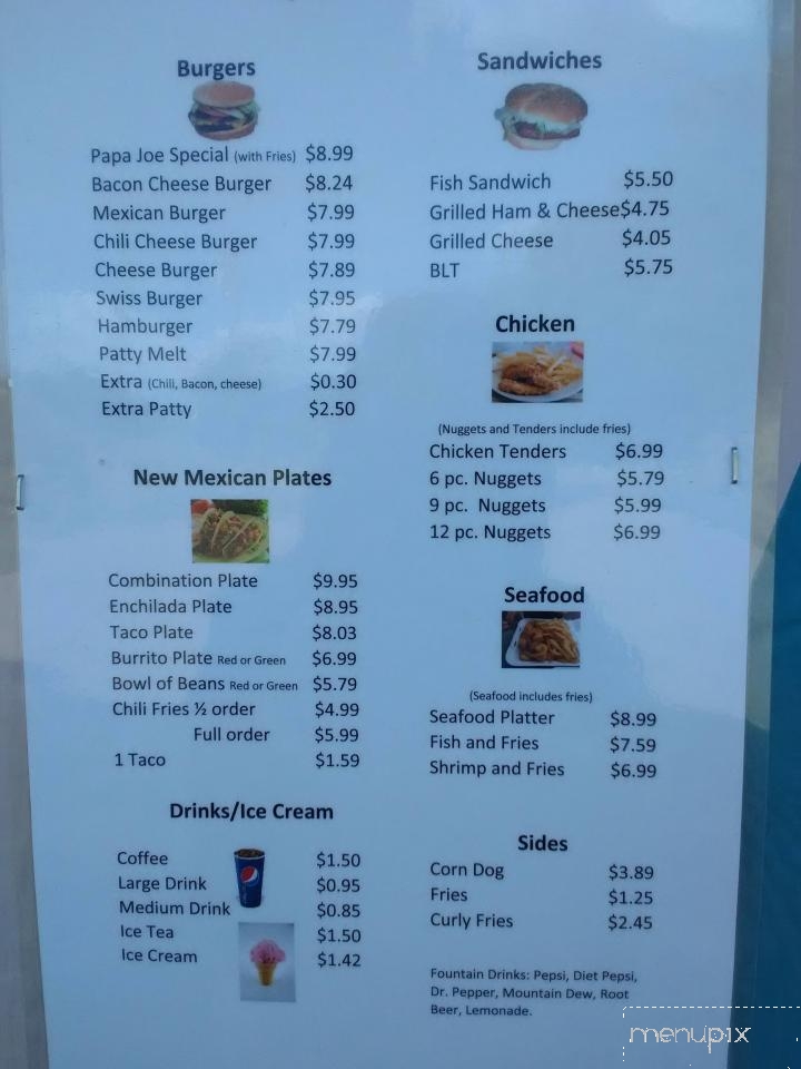 Papa Joe's Diner - Gallina, NM menu_pic