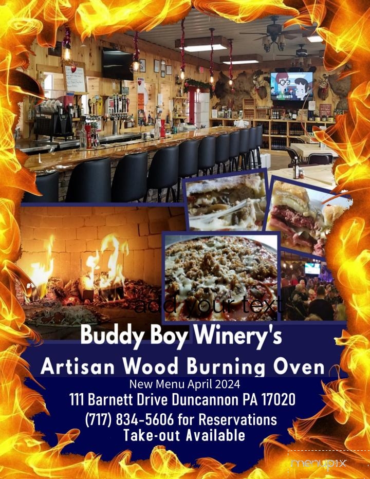 Buddy Boy Winery - Duncannon, PA menu_pic