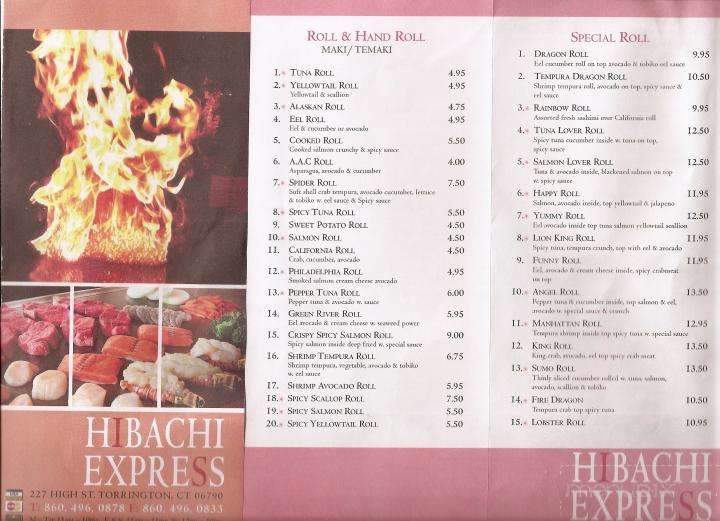 Hibachi Express - Torrington, CT menu_pic