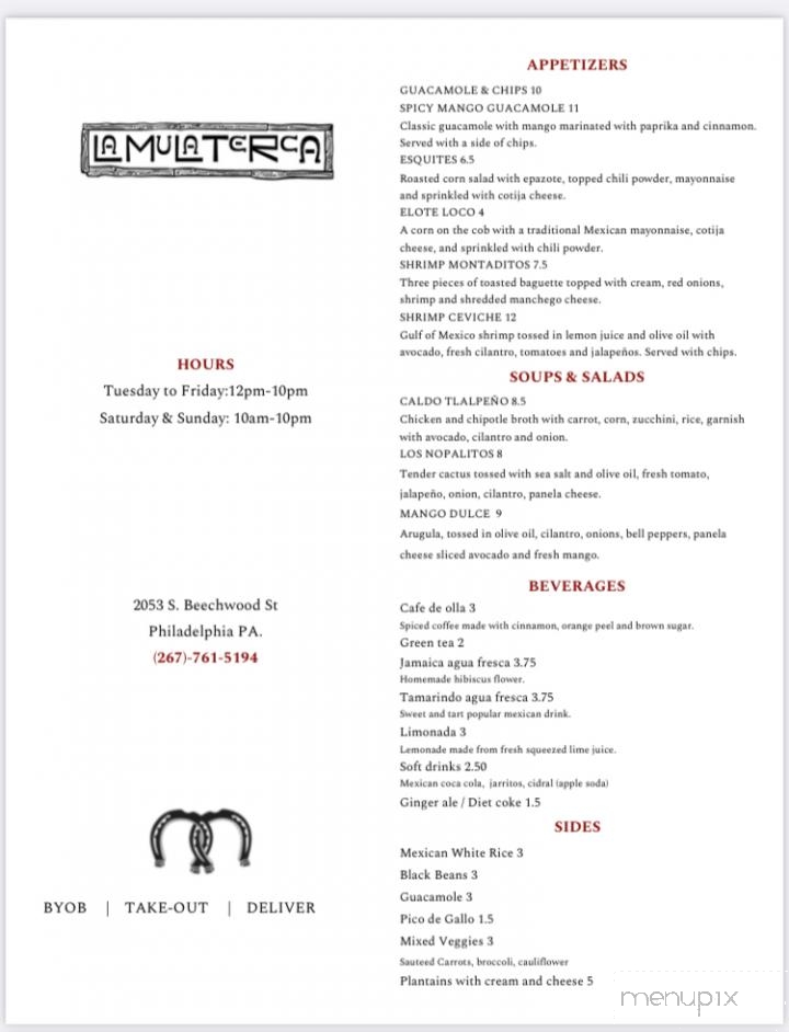 La Mula Terca - Philadelphia, PA menu_pic