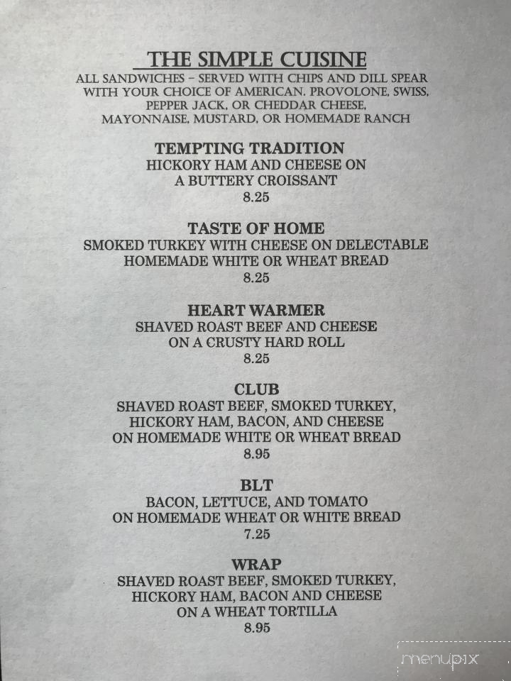 The Simple Life Concordia - Concordia, MO menu_pic
