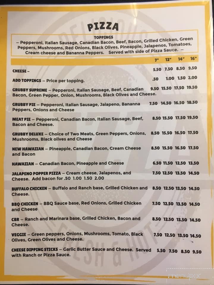 Grubby'z Pine Bluffs - Pine Bluffs, WY menu_pic