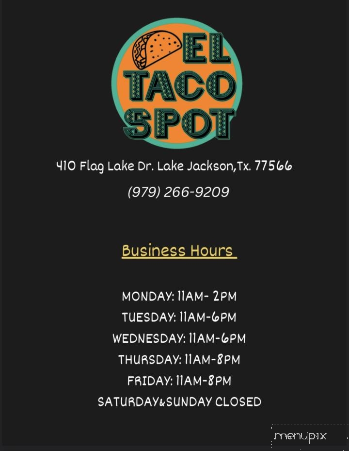 El Taco Spot - Lake Jackson, TX menu_pic