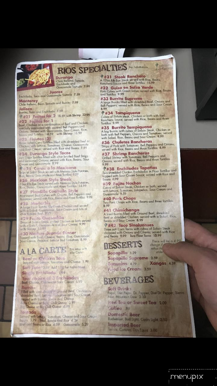 Restaurante Rios - Cordell, OK menu_pic