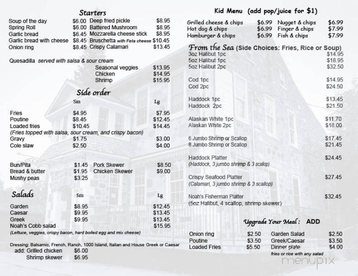 Noah’s Inn Fish & Chips - Neustadt, ON menu_pic