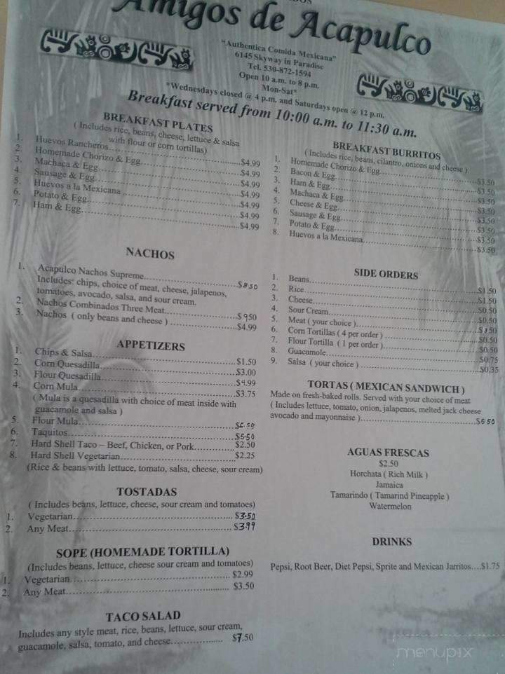 Amigos De Acapulco - Paradise, CA menu_pic
