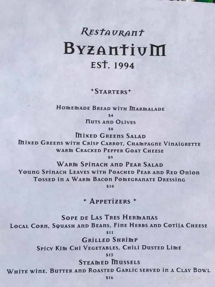 Byzantium - Taos, NM menu_pic