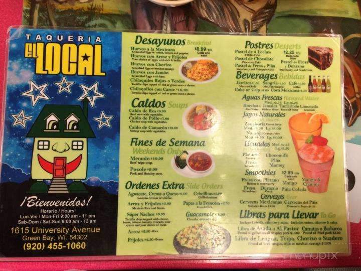 Takueria El Local - Green Bay, WI menu_pic