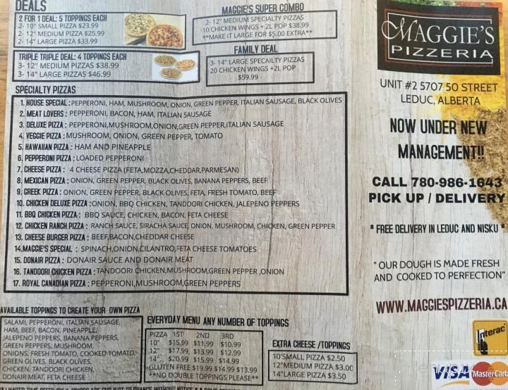 Maggie's Pizzeria - Leduc, AB menu_pic
