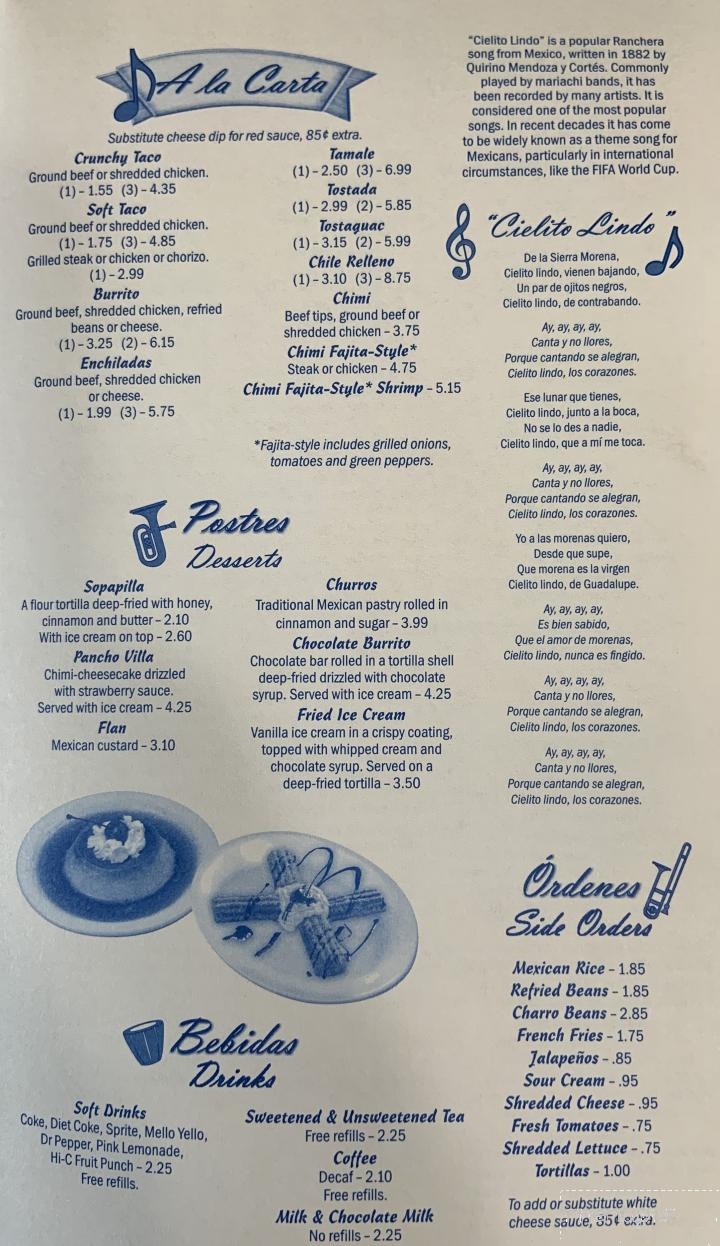 Cielito Lindo - Vonore, TN menu_pic