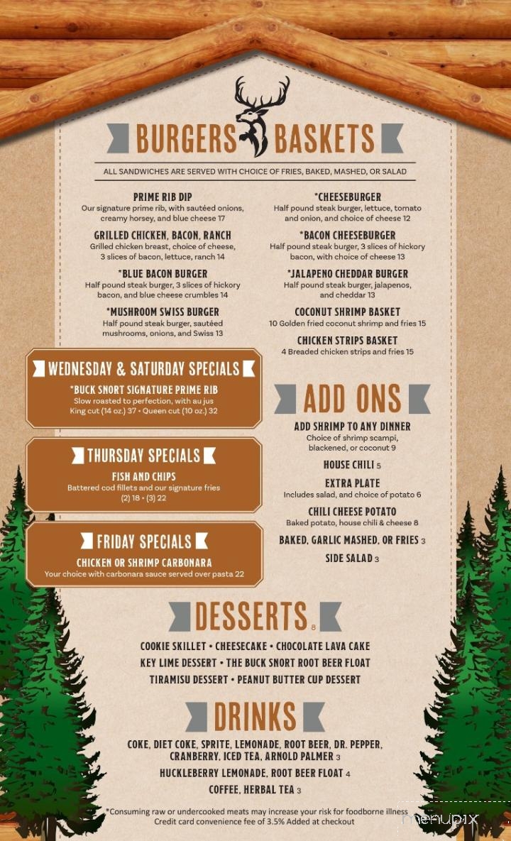 Buck Snort - Missoula, MT menu_pic