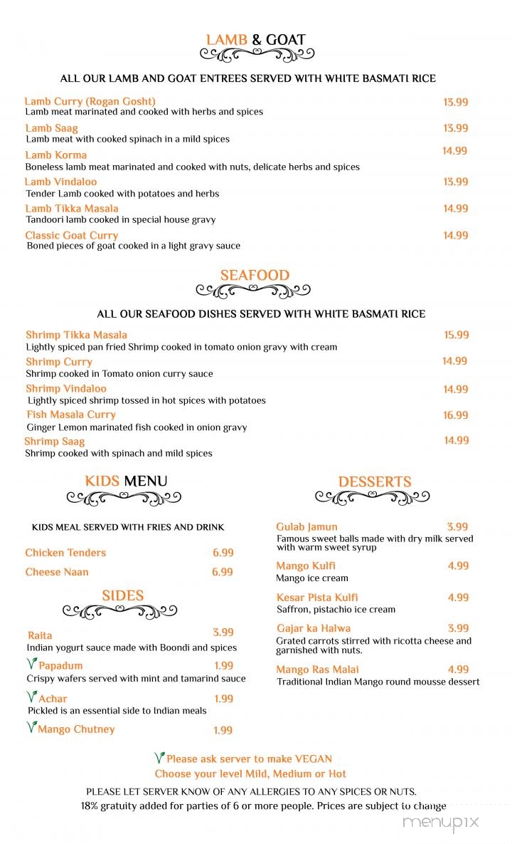 Bay Leaf Indian Kitchen - Fresno, CA menu_pic