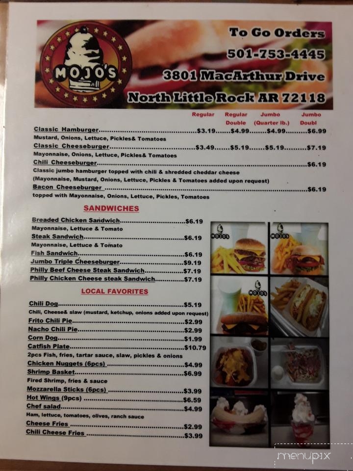 Mojo's - North Little Rock, AR menu_pic