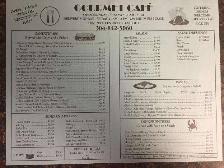 Gourmet Cafe - Bridgeport, WV menu_pic