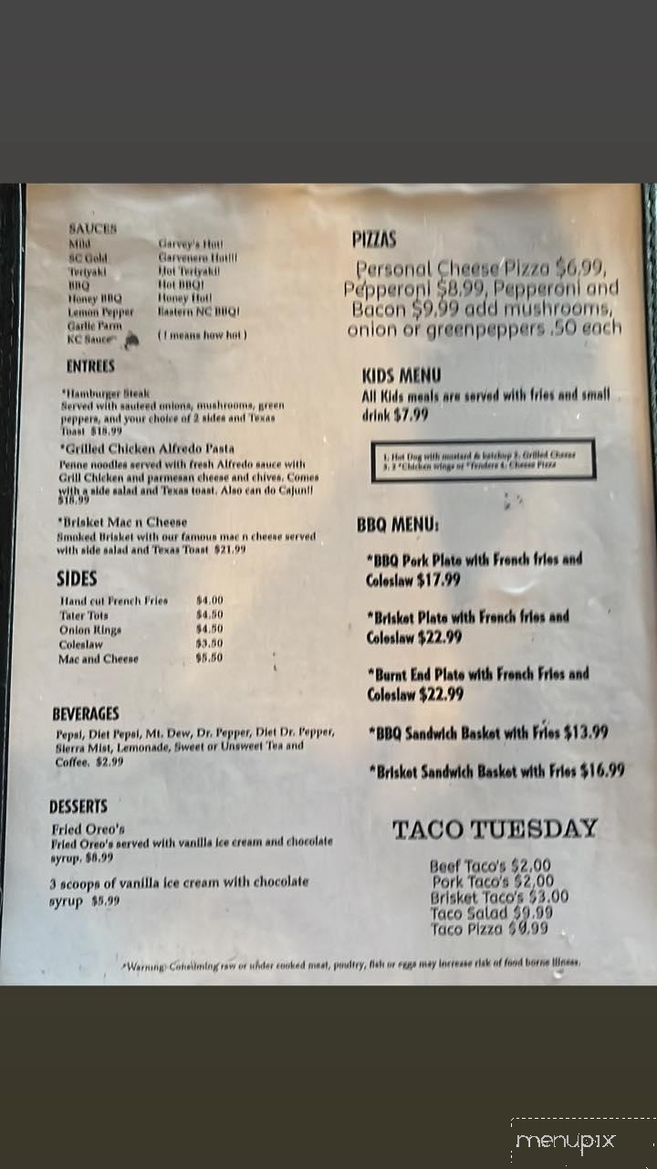 Garvey's Bar and Grill - Rock Hill, SC menu_pic