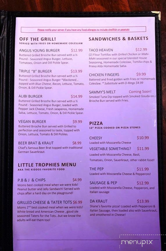 Alibi Beach Louge & Grill - Panama City, FL menu_pic