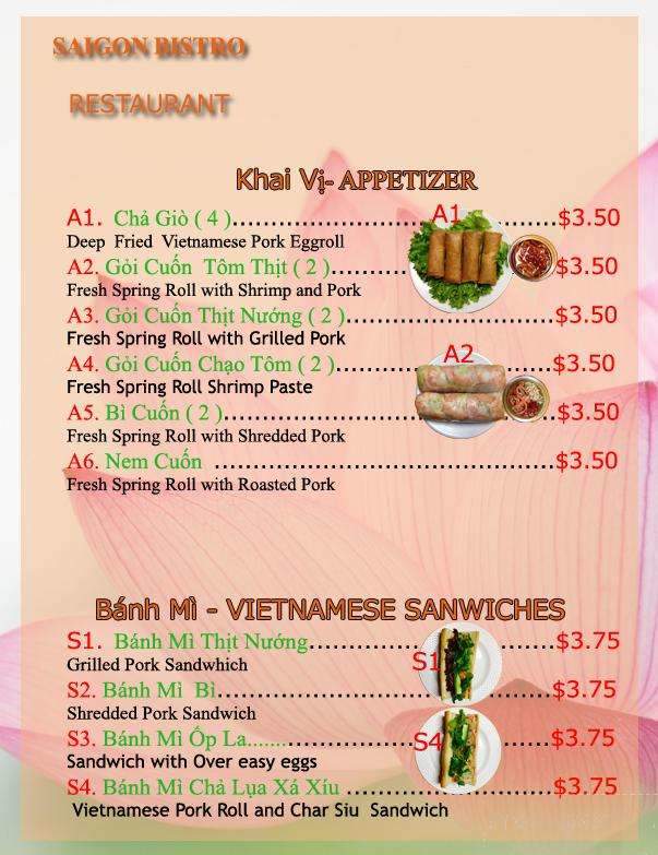 Saigon Bistro - Wichita, KS menu_pic
