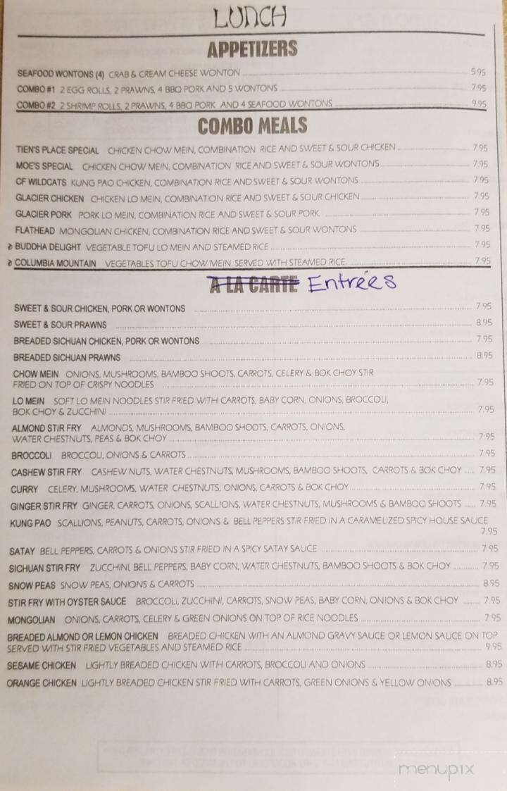 Tien's Place Oriental Dining - Columbia Falls, MT menu_pic