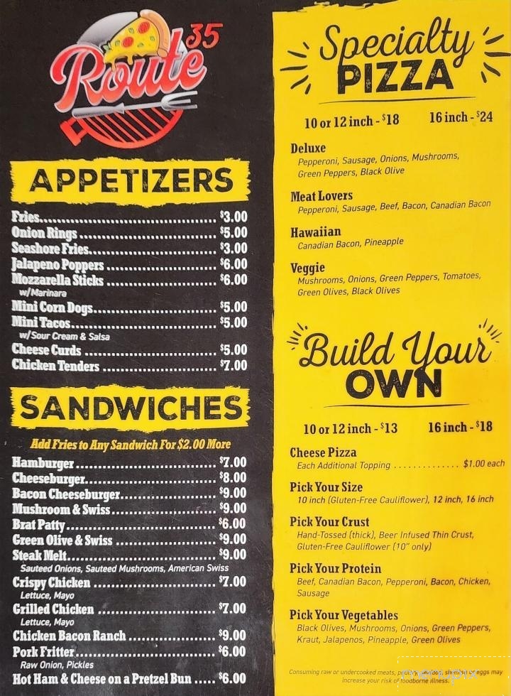 Route 35 Pub & Pizza - Bloomington, WI menu_pic