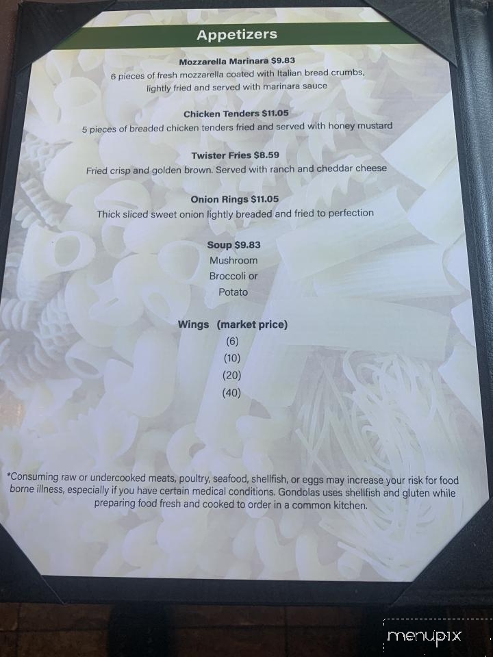 Gondola - Mount Airy, NC menu_pic