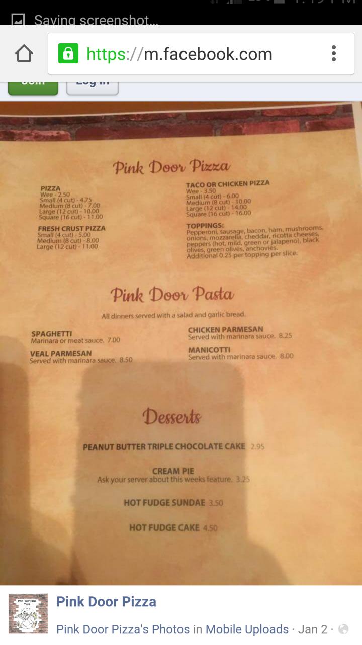 Pink Door Pizza - Moundsville, WV menu_pic