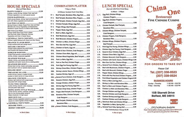 China One - Belfast, ME menu_pic